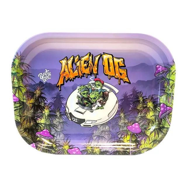 Best Buds Thin Box Rolling Tray with Storage Alien OG 3