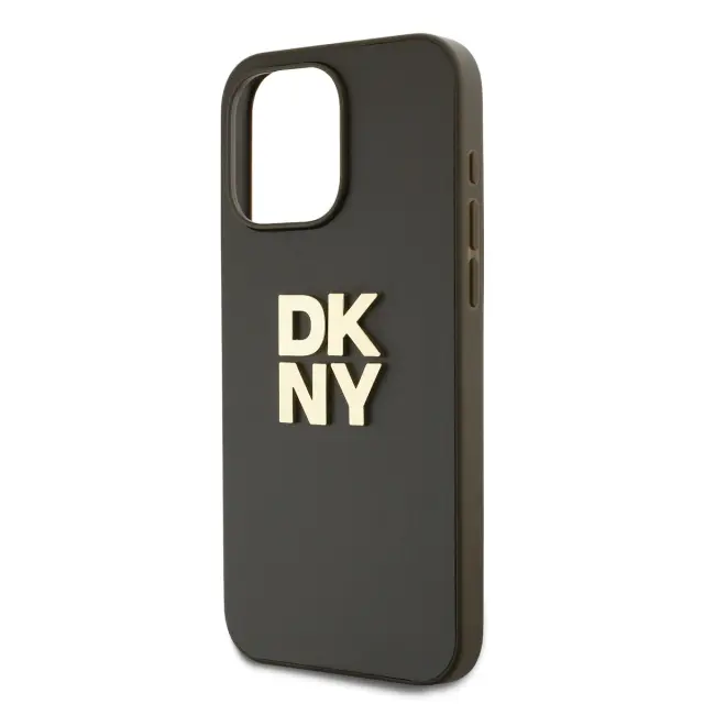DKNY PU Leather Stack Logo Wrist Strap Case for iPhone 14 Pro Max Brown 3