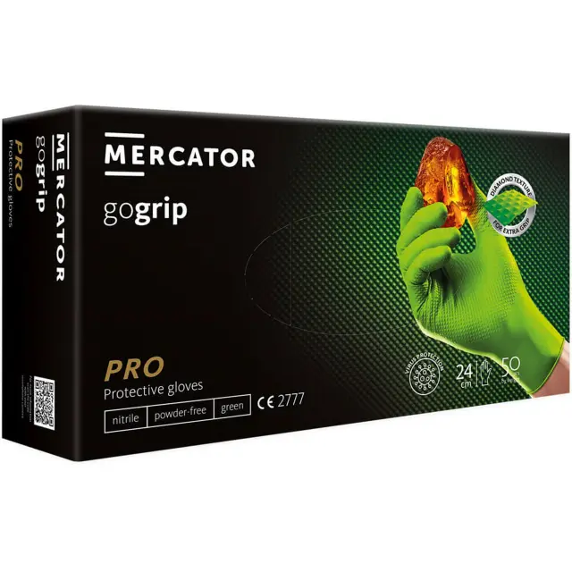 Γάντια Μιας Χρήσης Νιτριλίου Mercator Gogrip green 50τμχ - XL (10)