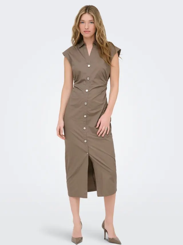 ONLY ONLBABE-ZORA Μίντι Φόρεμα με Cap Sleeve Καφέ - S