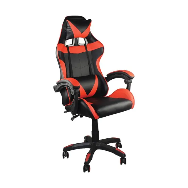 Πολυθρόνα Γραφείου BF7850 Μαύρο/Κόκκινο PU/PVC/Δέρμα 63x70x117/127cm