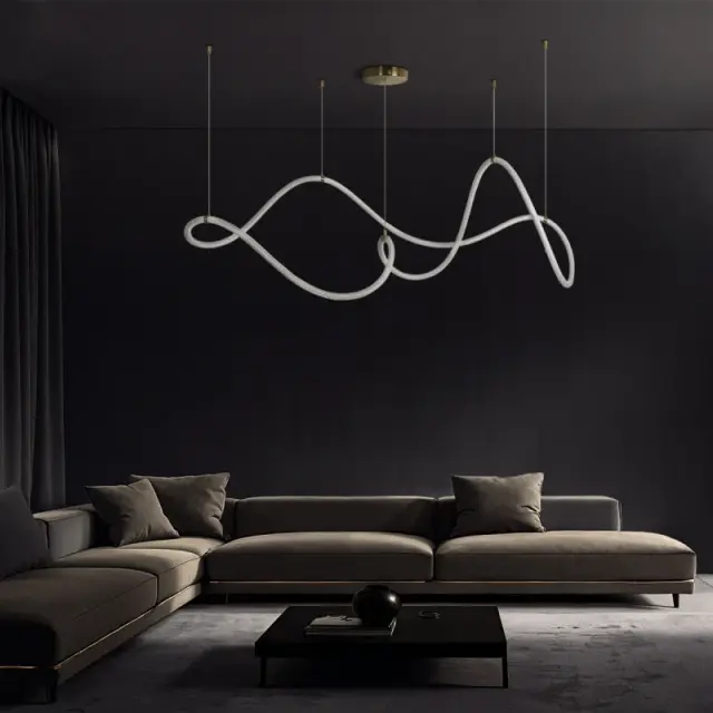 LED Κρεμαστό Φωτιστικό Οροφής GLOW 65Watt CCT με Χειριστήριο σε Χρυσό Πλατίνα και Λευκό Νήμα KLV-101-0157 2