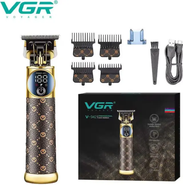 VGR Επαγγελματική Κουρευτική Μηχανή Καφέ V-942