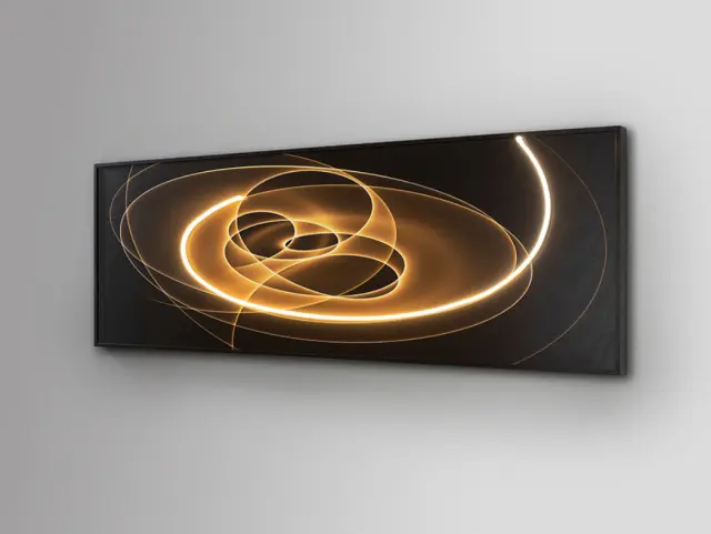 Διακοσμητικός Πίνακας Trazados 301954 με LED Light Traces 150x50 cm Μαύρο Χρυσό