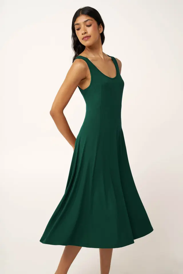 Καλοκαιρινό Αμάνικο Viscose Φόρεμα Vamp 24485 GREEN GARDEN