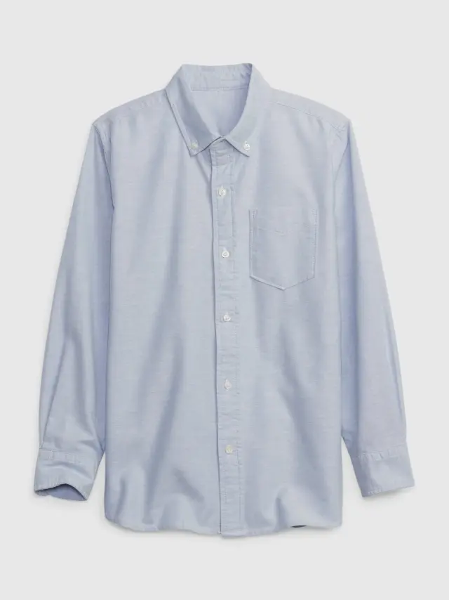 Μπλε Παιδικό Οργανικό Βαμβάκι Uniform Oxford Πουκάμισο Blue oxford - S