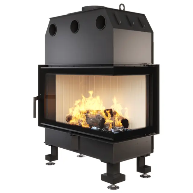 Ενεργειακό Τζάκι Ξύλου Γωνιακό 17.0kW Energy 85х50x47R ECO - Saven Χρώμα κεραμικής επένδυσης Λευκό 2