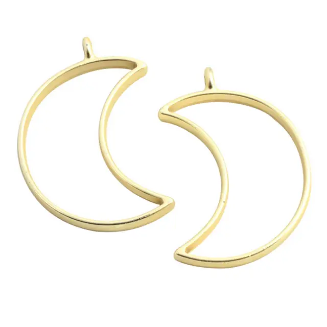 Μεταλλικό Κρεμαστό Open Back - Moon - 38x25.5x3.5mm - Golden - 4τεμ