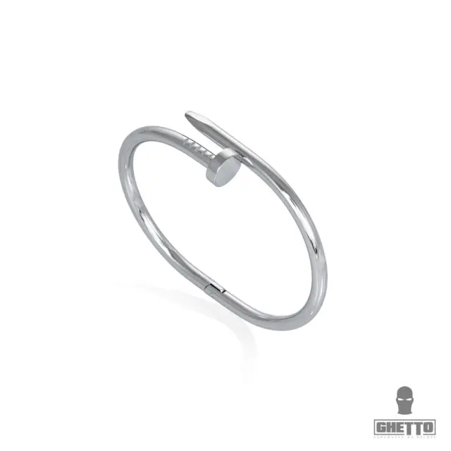 Ghetto Nail Shape Bracelet Stainless Steel Silver