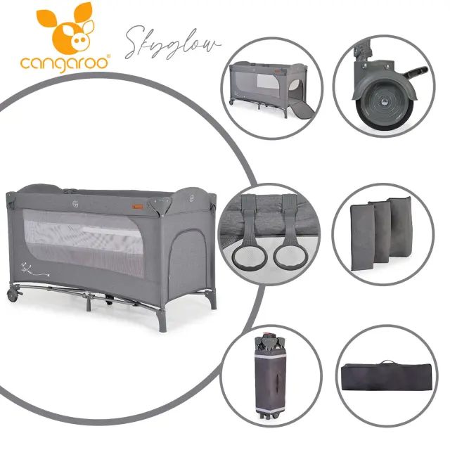 Παρκοκρέβατο 2 Επιπέδων Skyglow Cangaroo Grey 3800146248949