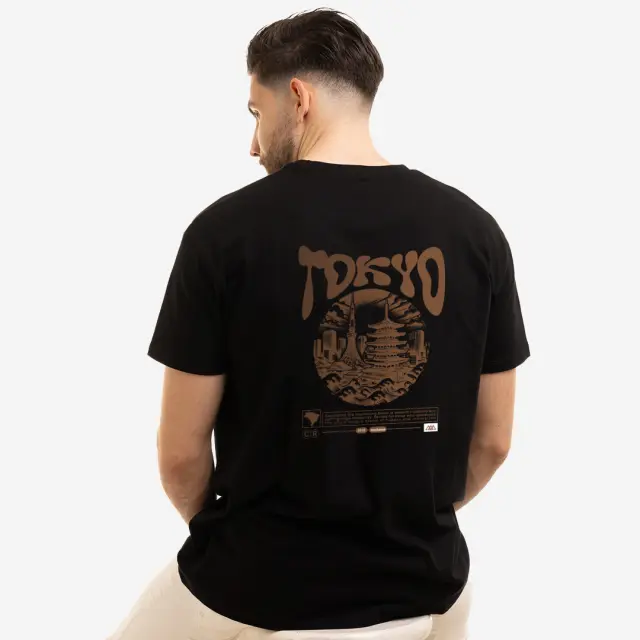 T-shirt Noshame® Μαύρο με τύπωμα Tokyo - 122520 - XXL