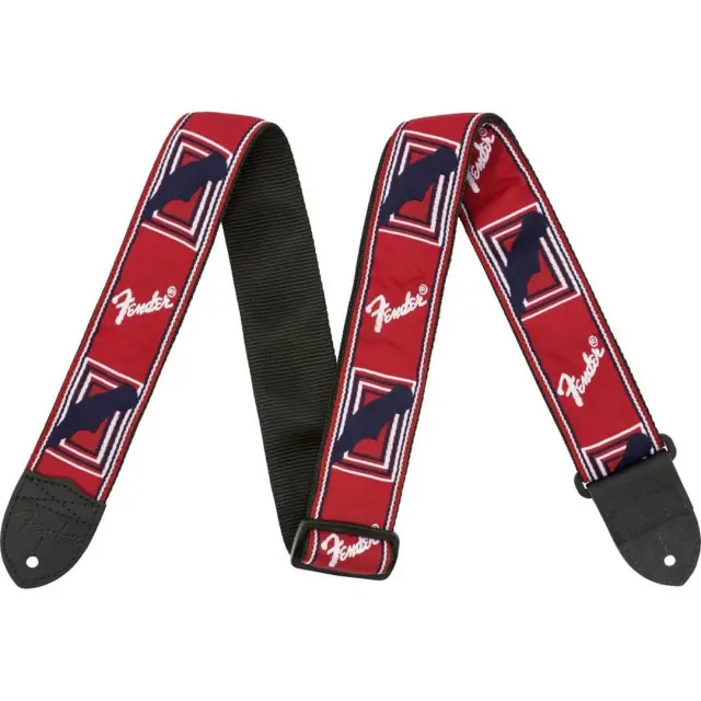 Fender 2 Μonogrammed Straps Ζώνη Κιθάρας-Μπάσου Κόκκινη-Μαύρη