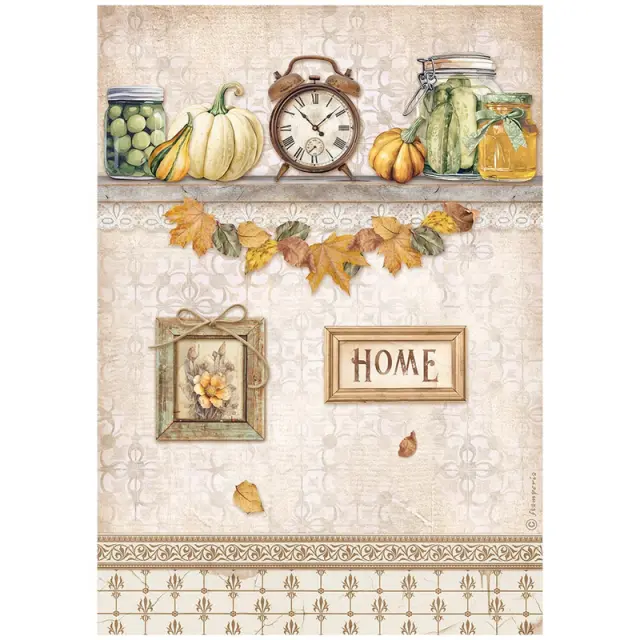Ριζόχαρτο ντεκουπάζ Stamperia 21x29cm A4, Golden Harmony, Clock and pumpkin
