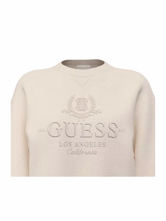 Guess Γυναικείο Φούτερ Εκρού Κρεμ - M 3
