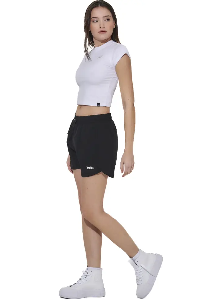 Body Action Women's Cropped Stretch Jersey T-Shirt White 051625-01-02 - S 2