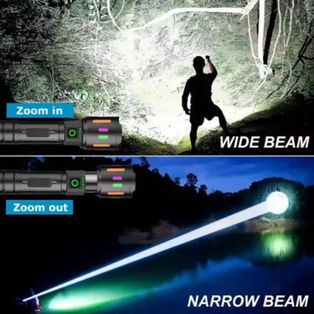 Φακός χειρός LED με ενσωματωμένο φανό, power bank, ψηφιακή ένδειξη φόρτισης, ζουμ, μπαταρίας 26650mAH BL-2405-TG 3