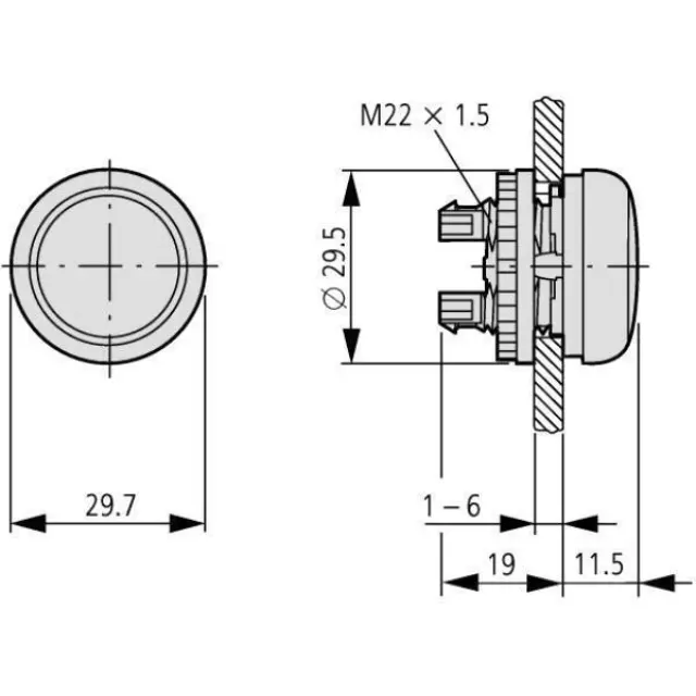 M22-L-G Indicator light, RMQ-Titan, Flush, green