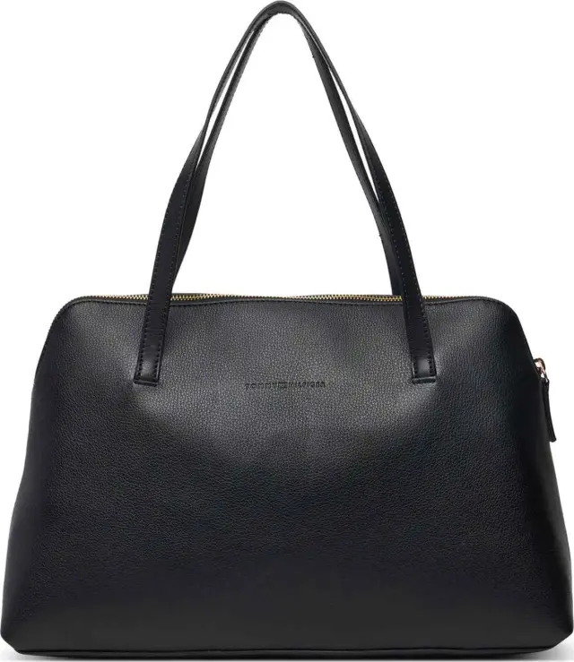 Tommy Hilfiger Γυναικεία Μεσαία Τσάντα Ώμου TH Buckle Tote Μαύρο 2