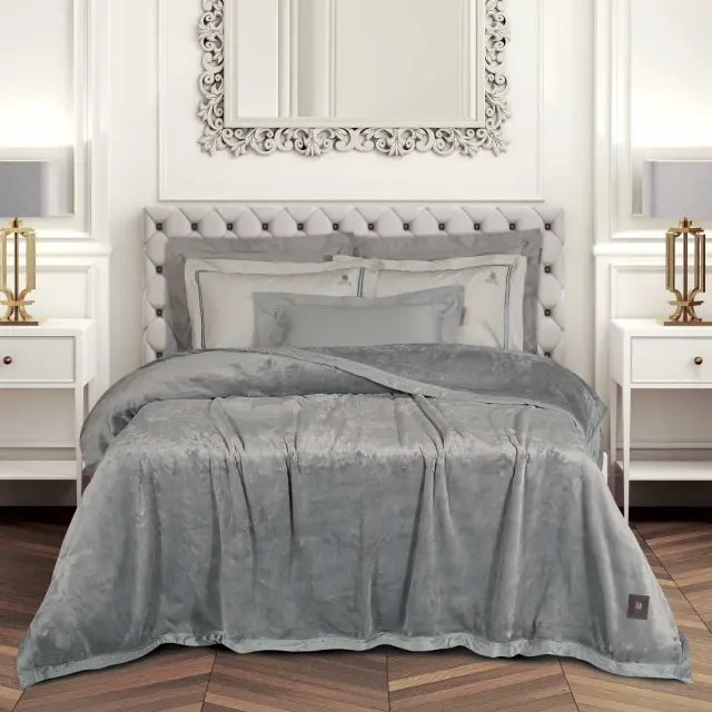 Κουβέρτα 220x240 King Size Βελουτέ Essential Greenwich Polo Club 3971 Grey 100% Πολυέστερ