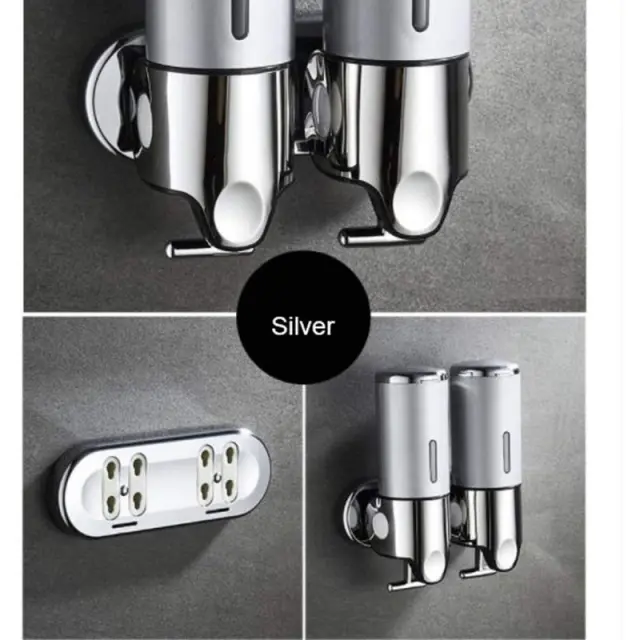 Επιτοίχια σαπουνοθήκη τοίχου διπλή γκρι- Soap dispenser inox 500ml x2 SD-2500 2