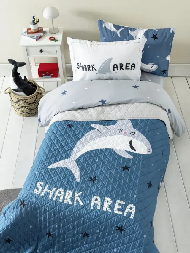 Κουβερλί 160x220 Μονό Nima Shark Area Blue 100% Microfiber 2