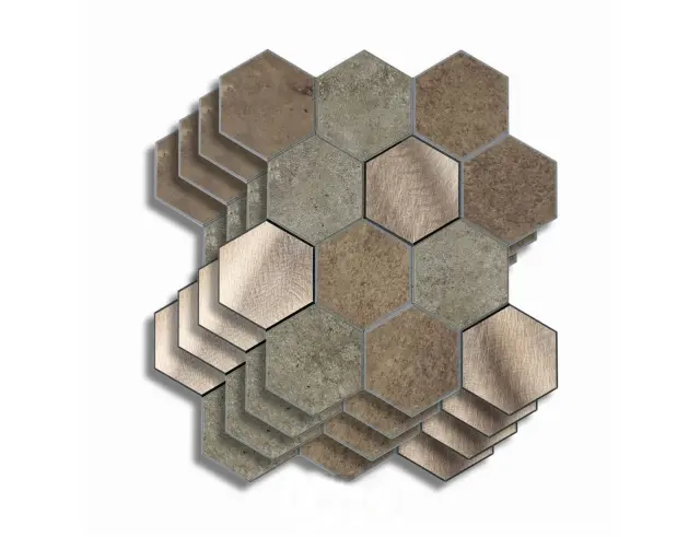 Αυτοκόλλητα Πλακάκια Hexa Douceur d'intérieur με διαστάσεις 25x23.2cm - Grey - 4 τεμάχια 1770144