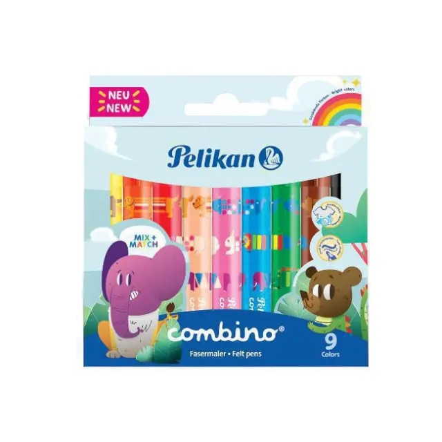 Pelikan Μαρκαδόροι Χοντροί Πλενόμενοι Combino 9 χρώματα (814553)