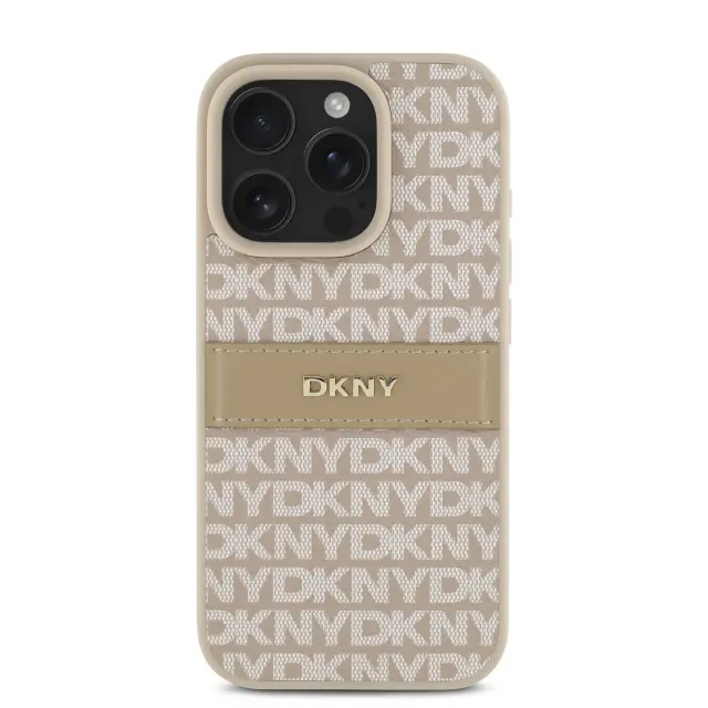 DKNY PU Leather Repeat Pattern Tonal Stripe Case for iPhone 16 Pro Max Pink 2