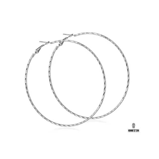 Ghetto Big Circle Hoop Earrings Stainless Steel Silver