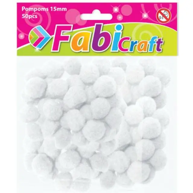 Pompoms Fabi 1.5cm 50τεμ Άσπρο