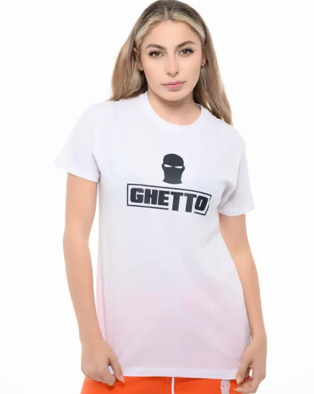 Ghetto White T-Shirt Mask Logo Unisex | Streetwear T-Shirt