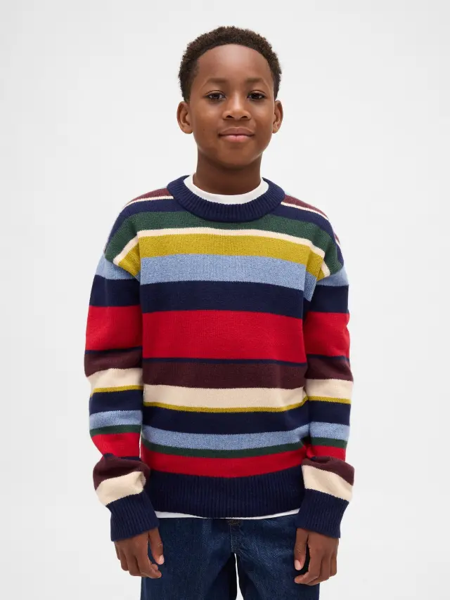 Παιδικό CashSoft Relaxed Crewneck Πουλόβερ Multi stripe