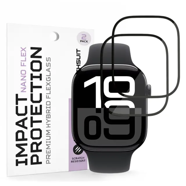 Techsuit - Nano Flex (2 pack) - Apple Watch 10 46mm / 11 46mm - Black