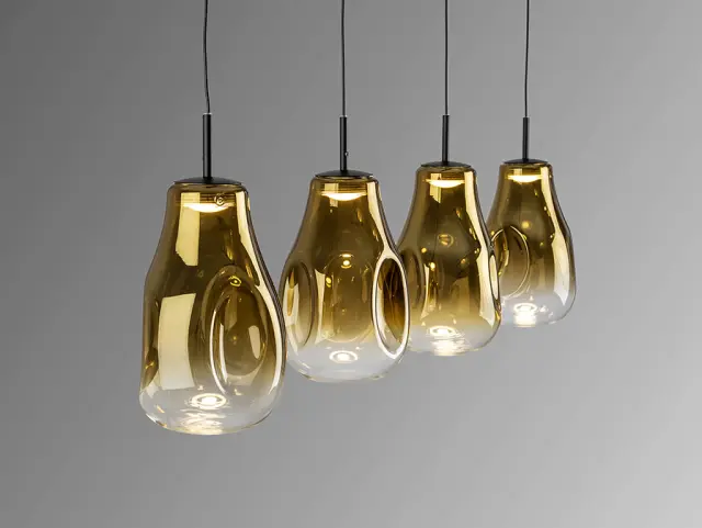 ALEDIS Κρεμαστό Φωτιστικό 4L Black-Golden με LED & Blown Glass Μαύρο 2