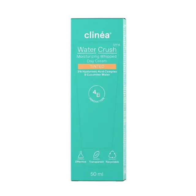 Clinéa Water Crush Tinted Light Ενυδατική Κρέμα Προσώπου Ημέρας με Χρώμα SPF15, Υαλουρονικό & Βιταμίνη C 50ml