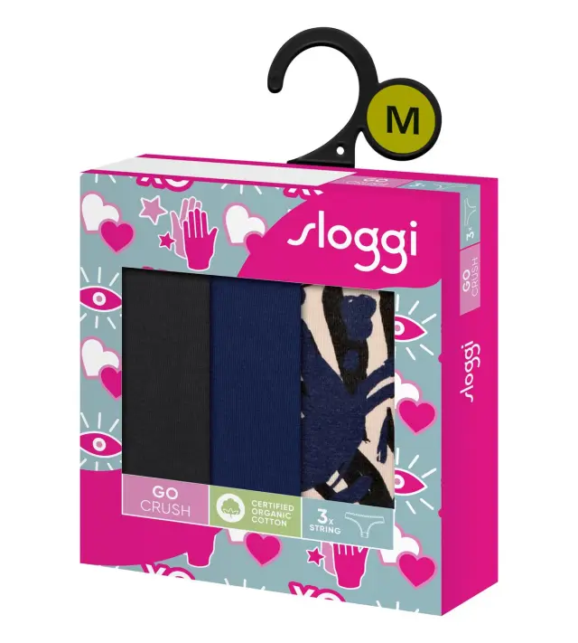 Sloggi Βαμβακερά Σλιπ Go Crush H String C3P Συνδυασμός Μαύρο-Μπλε 2