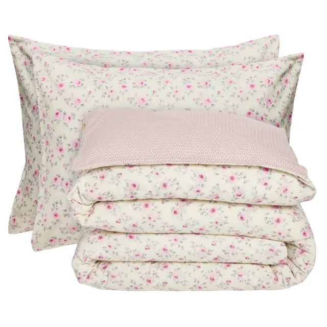 Das Home Σετ Σεντονια Υπερδιπλα Happy Flannel 9700 Ecru - Pink Ecru - Pink 3
