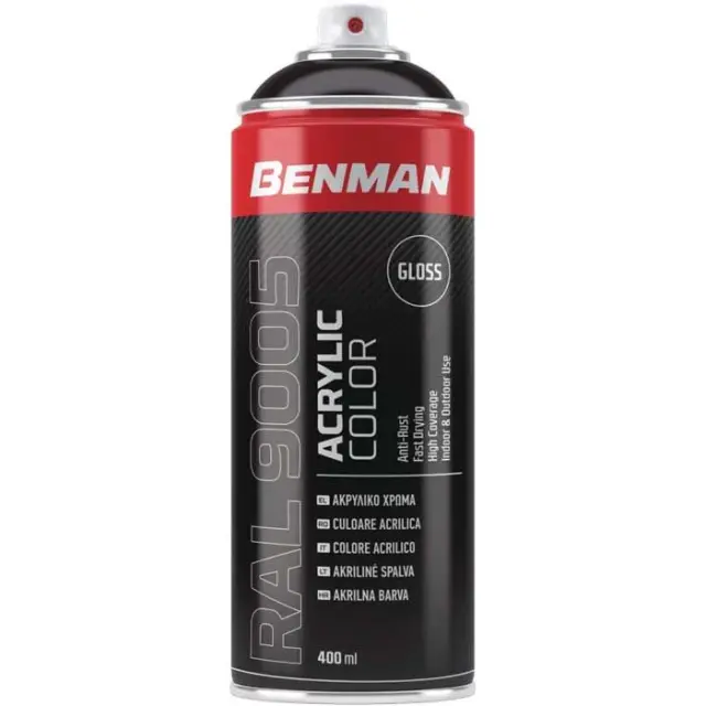SPRAY ΜΑΥΡΟ ΓΥΑΛΙΣΤΕΡΟ RAL9005 BENMAN 400ml 28526