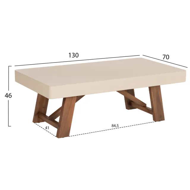 ΤΡΑΠΕΖΙ ΜΕΣΗΣ FB96595.02 ΜΠΕΖ FIBER CEMENT--ΞΥΛΟ ΑΚΑΚΙΑΣ 130x70x45Υεκ. 2