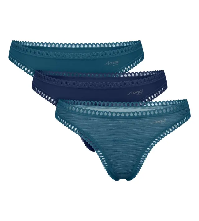Sloggi Βαμβακερά Σλιπ Go Crush String Συνδυασμός Blue-Jeans 3-Pack 2
