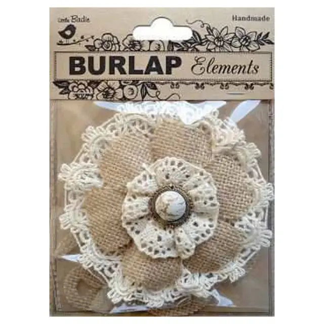 Λουλούδι υφασμάτινο Burlap Lace flowers