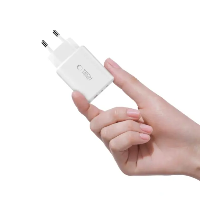 Tech-protect Nca65w-gan 3-port Network Charger Pd 65w / Qc3.0 White 2