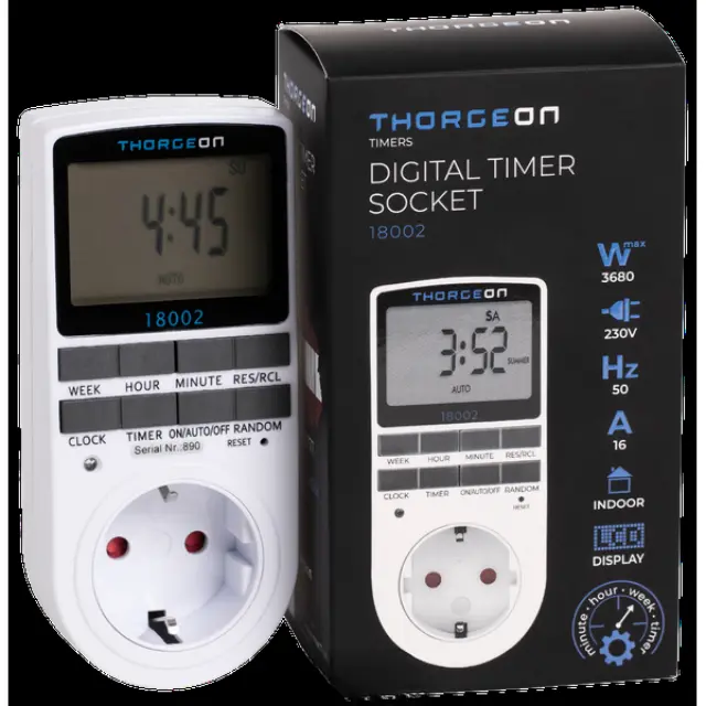 Digital Timer Socket 24/7h 16A 3680W