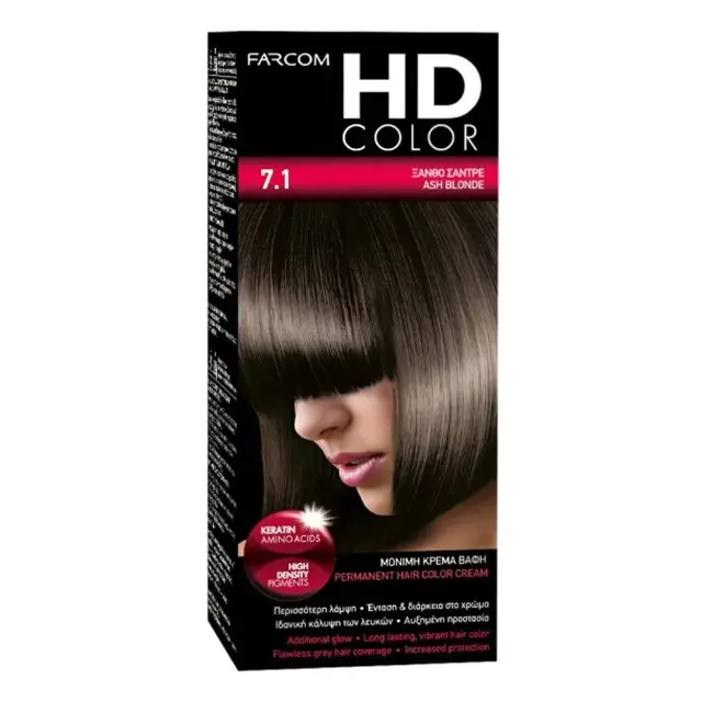 Farcom Βαφή Μαλλιών HD Color No 7.1 Ξανθό Σαντρέ 60ml