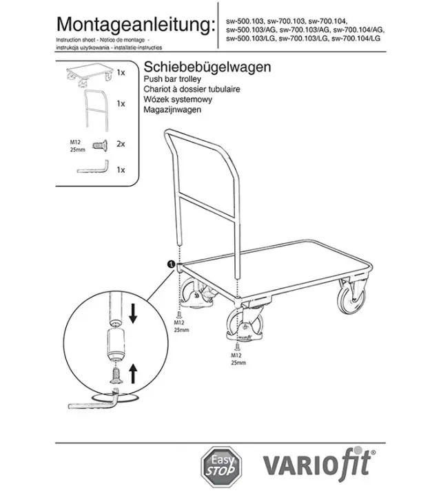 Variofit sw-700.103 Τρόλεϊ Μεταφοράς για Φορτίο Βάρους ως 400kg 2