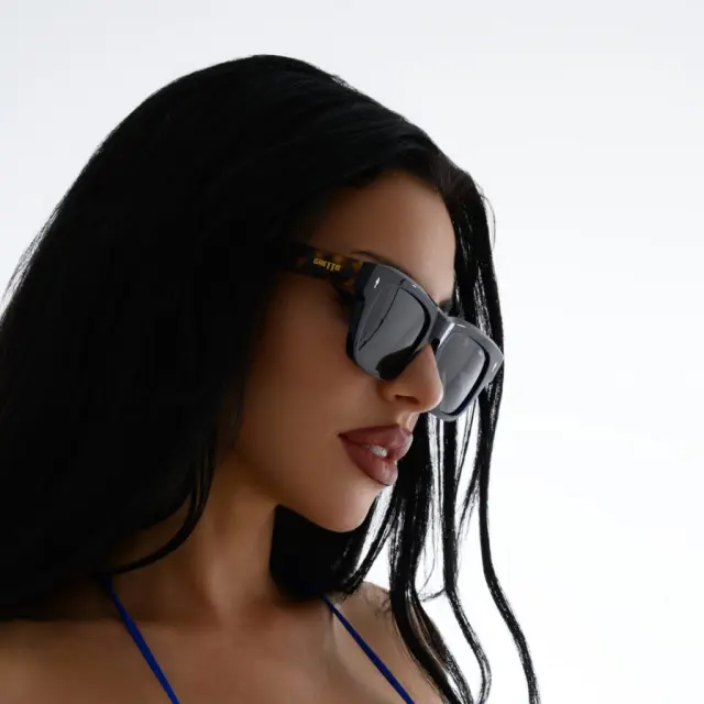 Ghetto Square Retro Luxury Sunglasses LeopardBlue Frame Unisex 3