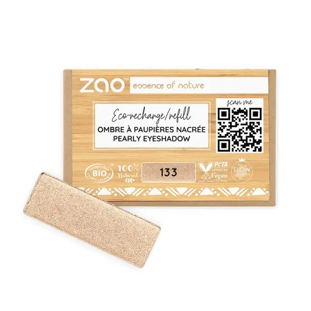 Zao Organic Eyeshadow Rectangle Pearly Refill - Βιολογική Pearly Σκιά Ματιών (Ανταλλακτικό) - Zao 133 Goldy