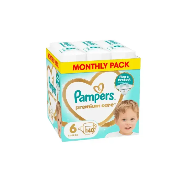 Pampers Πάνες με Αυτοκόλλητο Premium Care Monthly Pack No. 6 για 13-18kg 140τμχ