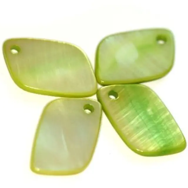 Mother of Pearl Leaf Green 12x21mm - 10τεμ