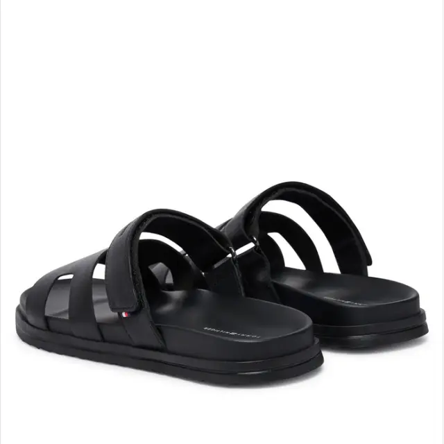 Ανδρικές Δερμάτινες Παντόφλες Tommy Hilfiger FM0FM05773-BDS Μαύρες Μαύρο - 43 3
